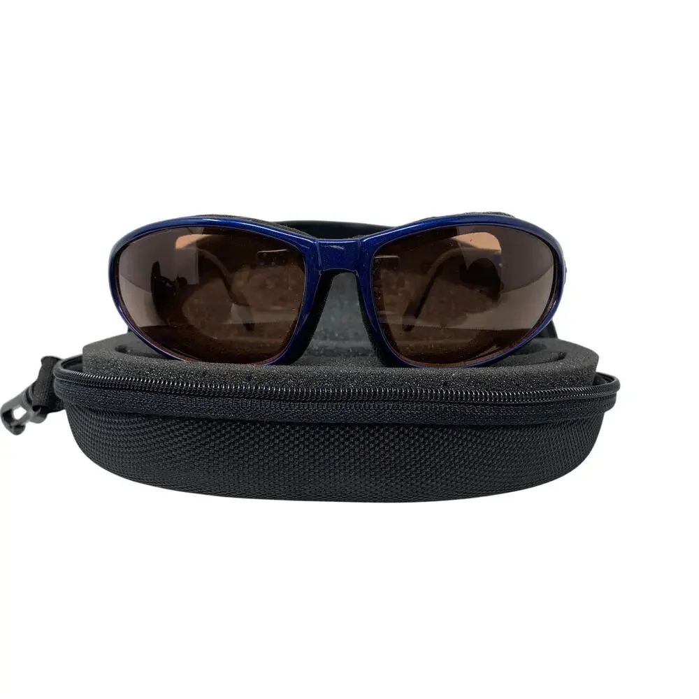 7eye Panoptx Raptor Sunglasses Blue Foam Eyecup Brown Lens w/ Case Motorcycle